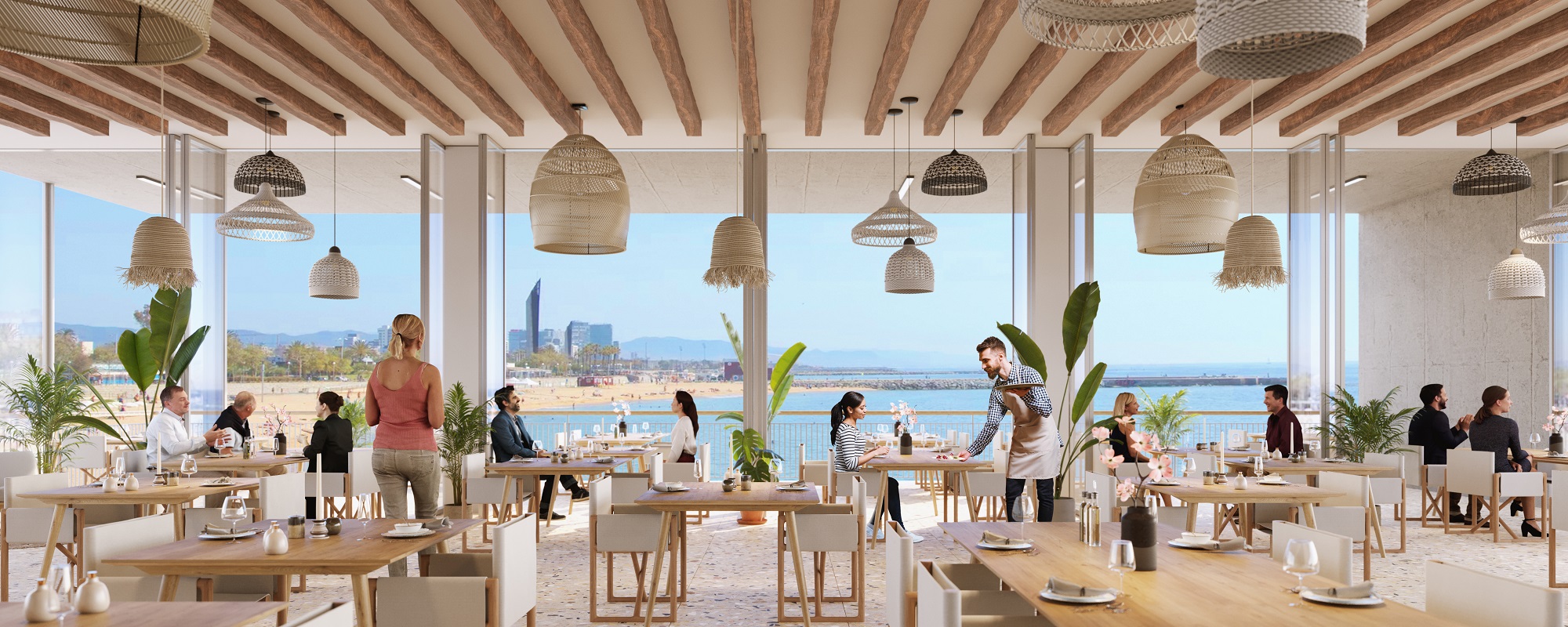 Interior del restaurante del Port Olímpic