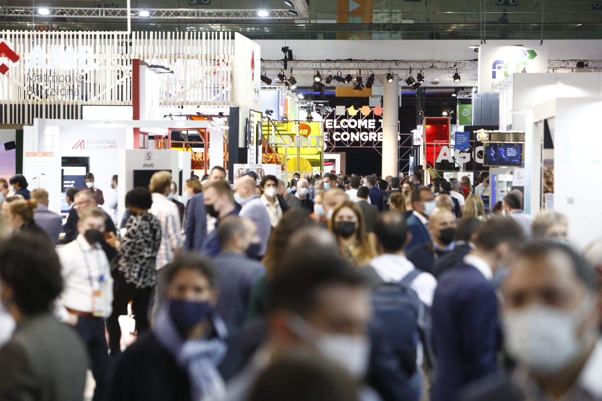 Interior del salón Tomorrow.Mobility World Congress en Barcelona