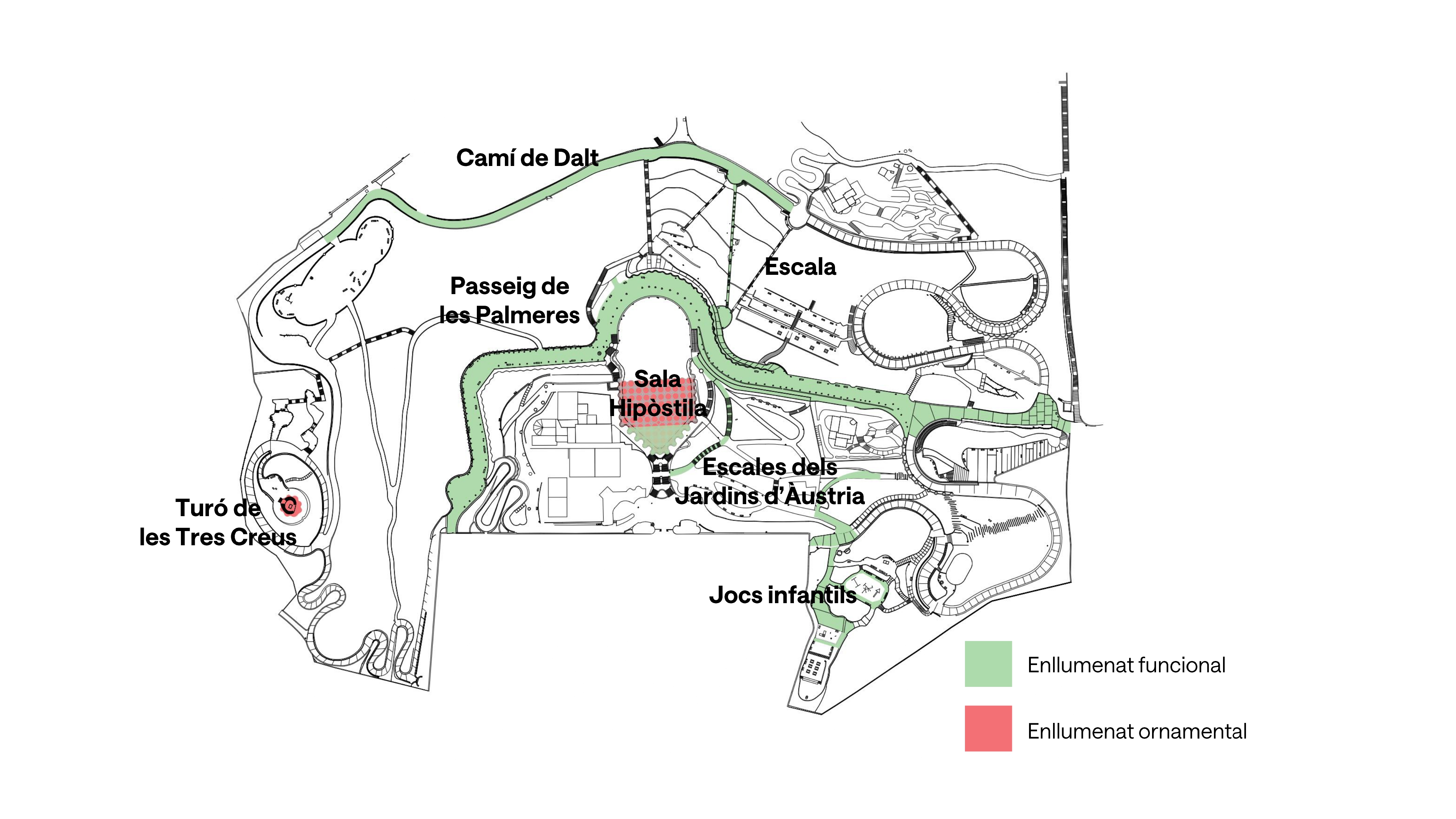 Mapa d'il·luminació al Park Güell