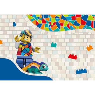 Imatge d'animació del Park Güell construïda a partir de peces LEGO