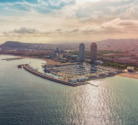 Panoramic view of Barcelona's Olympic Port
