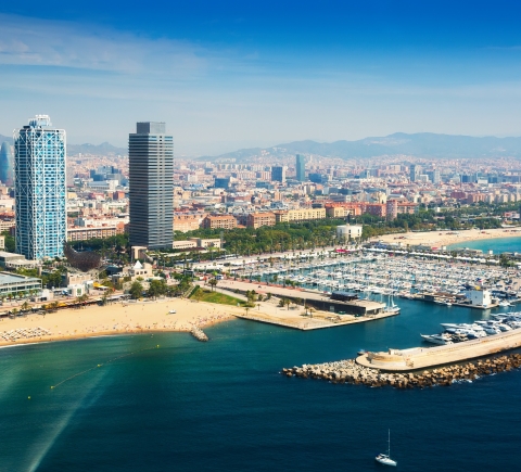Aerial view of Barcelona's Olympic port