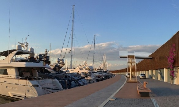 Imatge del Port Olímpic amb presència de vaixells