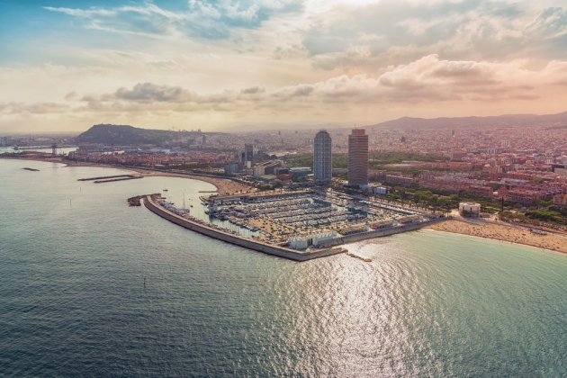 Panoramic view of Barcelona's Olympic Port