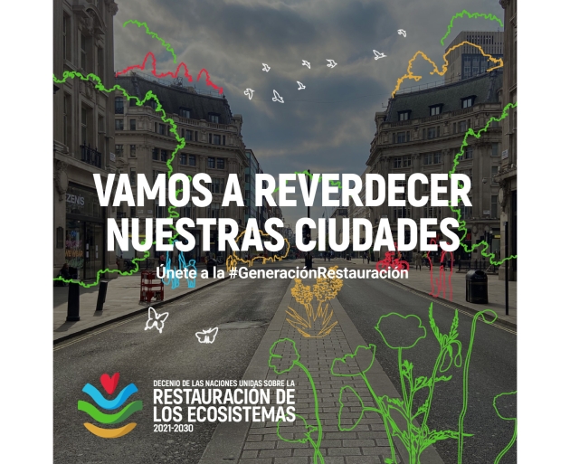 Cartell de la campanya de l'ONU " Tornem a fer verdes les nostres ciutats"