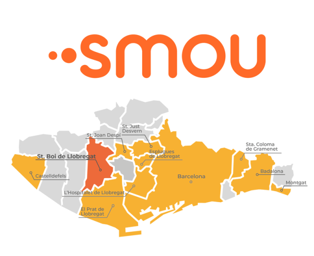 Mapa dels territoris on està disponible l'aplicació SMOU